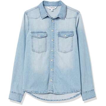 The Drop Women's Kathryn Long Sleeve Western Snap Front Denim Shirt