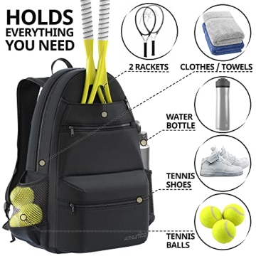 Athletico Compact Tennis Backpack Stylish Functional Black