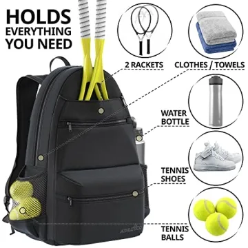 Athletico Compact Tennis Backpack Stylish Functional Black