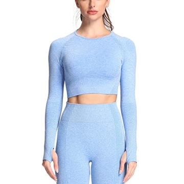 Aoxjox Seamless Long Sleeve Crop Tops for Women