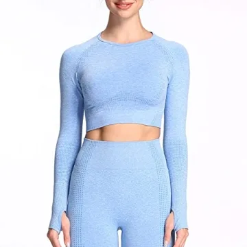 Aoxjox Seamless Long Sleeve Crop Tops for Women