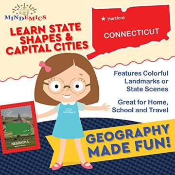 MINDEMICS US State Capitals Match It Game –United States and Capital Cities Flash Cards - Landmark...