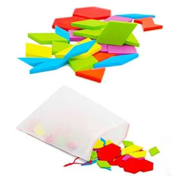 Wooden Pattern Blocks Shapes Puzzle Tangram, Classic Educational Games Kindergarten Homeschool Supplies, Fun Montessori Learning Toys for Ages 3 to 9