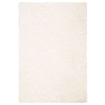 SAFAVIEH August Shag Collection Area Rug - 8' x 10', Ivory, Solid Design, Non-Shedding & Easy Care, 1.5-inch Thick Ideal for High Traffic Areas in Living Room, Bedroom (AUG200C)