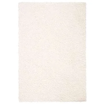 SAFAVIEH August Shag Collection Area Rug - 8' x 10', Ivory, Solid Design, Non-Shedding & Easy Care, 1.5-inch Thick Ideal for High Traffic Areas in Living Room, Bedroom (AUG200C)