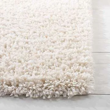 SAFAVIEH August Shag Collection Area Rug - 8' x 10', Ivory, Solid Design, Non-Shedding & Easy Care, 1.5-inch Thick Ideal for High Traffic Areas in Living Room, Bedroom (AUG200C)