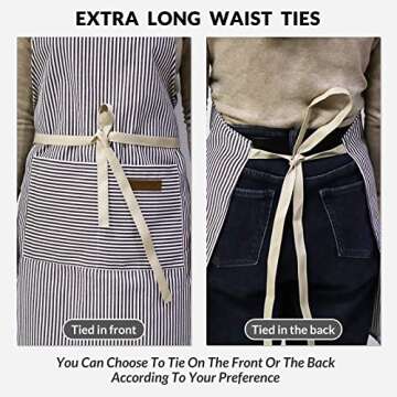 ATROPOS 2 Pieces Aprons for Women with Pockets, Aprons for Men, Womens Kitchen Apron, Cooking Apron Adjustable Bib Chef Apron(Unisex)
