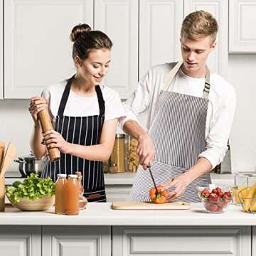 ATROPOS 2 Pieces Aprons for Women with Pockets, Aprons for Men, Womens Kitchen Apron, Cooking Apron Adjustable Bib Chef Apron(Unisex)