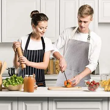 ATROPOS 2 Pieces Aprons for Women with Pockets, Aprons for Men, Womens Kitchen Apron, Cooking Apron Adjustable Bib Chef Apron(Unisex)