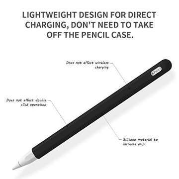 FRTMA Compatible with Apple Pencil (2nd Generation) Silicone Case Sleeve Holder Grip + Nib Cover (2 ...