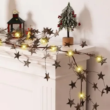 Buy VercanMonth 5ft Christmas Star Garland with 30 Lights