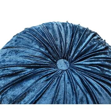 Verpert Pack 2：Round Floor Cushions Pillow, Solid Color Velvet Meditation Cushion Pumpkin Pleated Meditation Pillow for Home Sofa Bed Car Decor Floor Pillow Cushion ICE Blue
