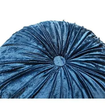Verpert Pack 2：Round Floor Cushions Pillow, Solid Color Velvet Meditation Cushion Pumpkin Pleated Meditation Pillow for Home Sofa Bed Car Decor Floor Pillow Cushion ICE Blue