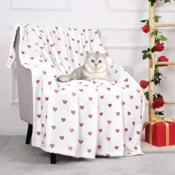 FRAMICS Valentine's Day Blanket, Red Heart Throw Blanket, Super Soft Fleece Flannel Blankets, Throw Blanket for Couch, Blankets Queen Size for Bed, Sofa, 50" x 60", Valentines Couple Gift Home Decor