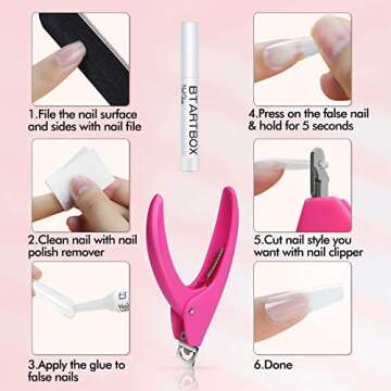 BTArtbox Nail Glue - 10pcs Nail Glue for Acrylic Nails, Acrylic Nail Clipper with Nail Glue for Press On Nails, 0.07 oz per tube