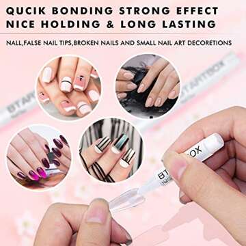 BTArtbox Nail Glue - 10pcs Nail Glue for Acrylic Nails, Acrylic Nail Clipper with Nail Glue for Press On Nails, 0.07 oz per tube