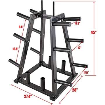 PAPABABE Olympic Bar 7-Foot Solid Chrome Barbell (2-inch)/Hi-Bounce Bumper Plates Sets/Olympic Change Plates 2 inch Fractional Weight Plates/3 in 1 Multifunctional Weight Plate Rack