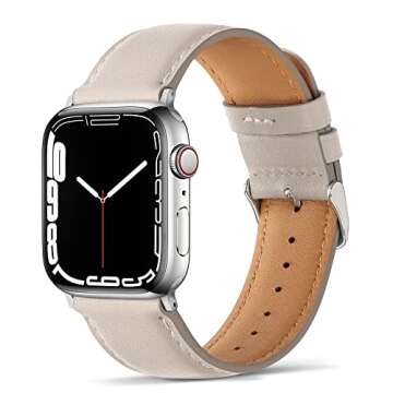 Anlinser Bands Compatible with Apple Watch Band for Women Men, Leather Replacement Strap Design for ...