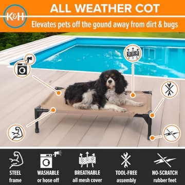 K&H Elevated Outdoor Dog Cot Bed for Medium Dogs