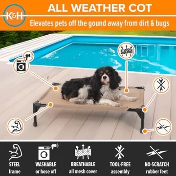 K&H Elevated Outdoor Dog Cot Bed for Medium Dogs