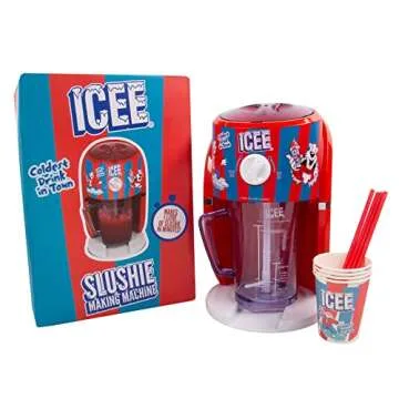 ICEE Slushie Snow Cone Machine Bundle. Genuine ICEE Home Countertop Slushie Ice Shaver, 2-Pack ICEE Syrups & 20 ICEE Paper Cups & Straws.
