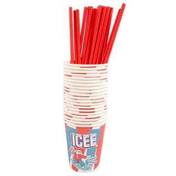 ICEE Slushie Snow Cone Machine Bundle. Genuine ICEE Home Countertop Slushie Ice Shaver, 2-Pack ICEE Syrups & 20 ICEE Paper Cups & Straws.