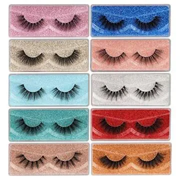 3D Faux Mink Lashes Wholesale Lashes Bulk 30 Pairs False Eyelashes Wispy 18mm Natural 10 Styles Mixed Soft Reusable Fake Eyelashes Pack with Glitter Portable Boxes