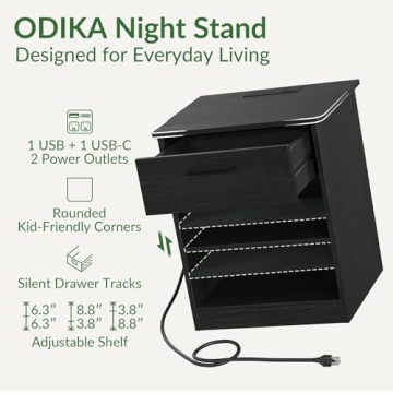 ODIKA Everyday Side Table with Fast Charging Station