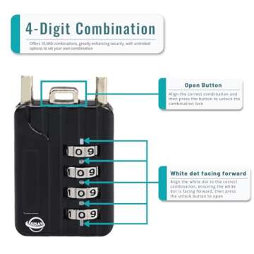 SISAV 4 Digit Cable Combination Lock for Schools and Travel