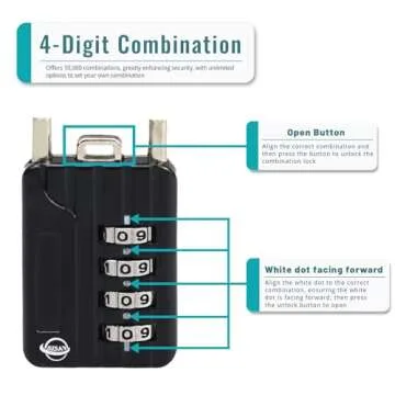 SISAV 4 Digit Cable Combination Lock for Schools and Travel