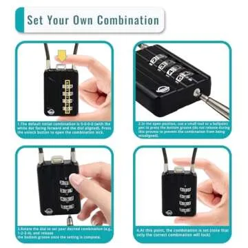 SISAV 4 Digit Cable Combination Lock for Schools and Travel