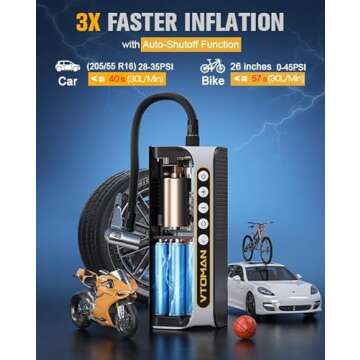 VTOMAN X6 Pro Tire Inflator  Portable Air Compressor 160PSI