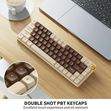 ROYALAXE R68 60% Wireless Mechanical Keyboard, Hot Swappable Custom Keyboard,Pre-lubed Gateron Pro Yellow Switches RGB Gaming Keyboard, 2.4GHz/Type-C/BT5.0 Mechanical Keyboard (Brown)