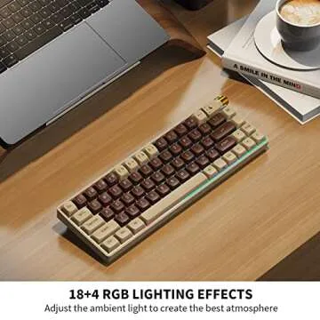 ROYALAXE R68 60% Wireless Mechanical Keyboard, Hot Swappable Custom Keyboard,Pre-lubed Gateron Pro Yellow Switches RGB Gaming Keyboard, 2.4GHz/Type-C/BT5.0 Mechanical Keyboard (Brown)