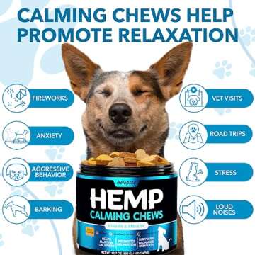 Hemp Calming Chews for Dogs with Anxiety and Stress - 180 Soft Dog Calming Treats - Dog Anxiety Reli...