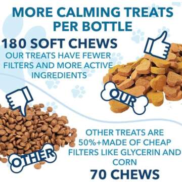 Hemp Calming Chews for Dogs with Anxiety and Stress - 180 Soft Dog Calming Treats - Dog Anxiety Relief - Storms, Barking, Separation - Valerian Root - L-Tryptophan - Hemp Oil - Made in USA