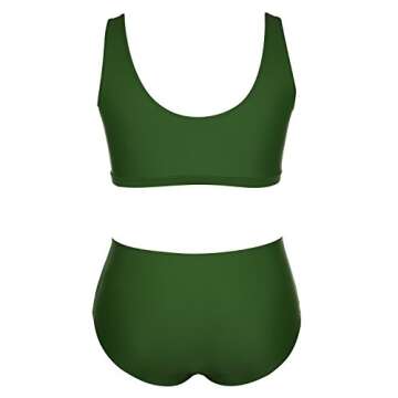 stripsky Strap Tie Knot Front Bikini,High Waisted 2 Piece Swimwear for Plus Women Green