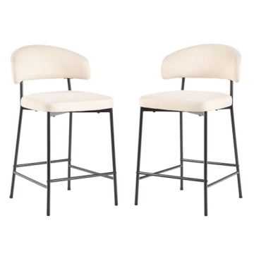 Walker Edison Curved Back Counter Stools Set of 2 Ivory