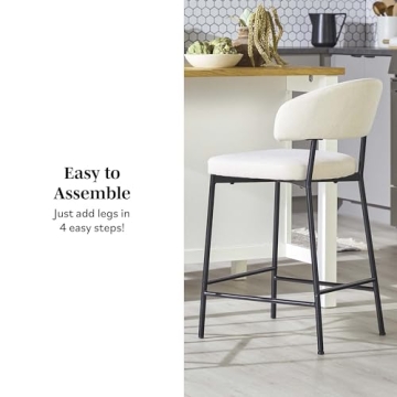 Walker Edison Curved Back Counter Stools Set of 2 Ivory