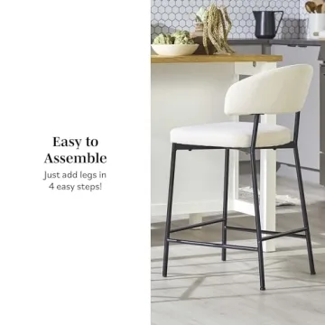 Walker Edison Curved Back Counter Stools Set of 2 Ivory