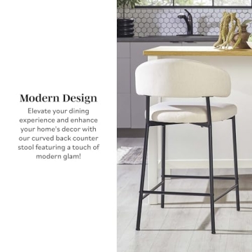 Walker Edison Curved Back Counter Stools Set of 2 Ivory