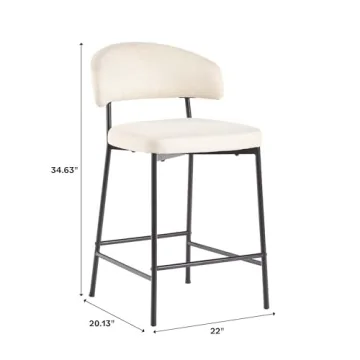 Walker Edison Curved Back Counter Stools Set of 2 Ivory