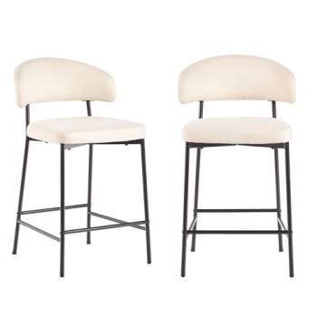 Walker Edison Curved Back Counter Stools Set of 2 Ivory