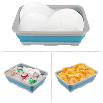 Collapsible Bucket - 10-Liter Multipurpose Wash Bin for Camping, Beach Trips, Tailgating Parties, and Cleaning Supplies by Wakeman (Blue)