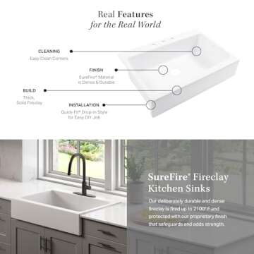 Parker Fireclay Drop-In Kitchen Sink - Stylish & Durable