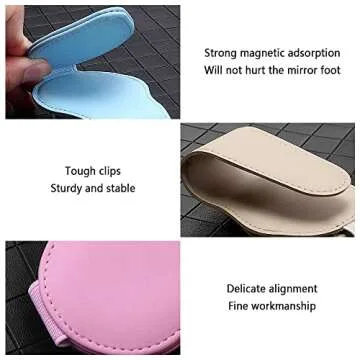 OFBAND Magnetic Sunglass Holder for Car Visor,PU Leather Car Sunglass Holder Organizes Glasses Tickets Cards & Keeps Car Tidy,Universal Car Accessories Interior (Pink)