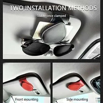 OFBAND Magnetic Sunglass Holder for Car Visor,PU Leather Car Sunglass Holder Organizes Glasses Tickets Cards & Keeps Car Tidy,Universal Car Accessories Interior (Pink)