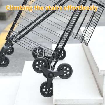 Kiffler Grocery Shopping Cart with 360° Rolling Swivel Wheels Stair Climber Utility Cart Easily Col...