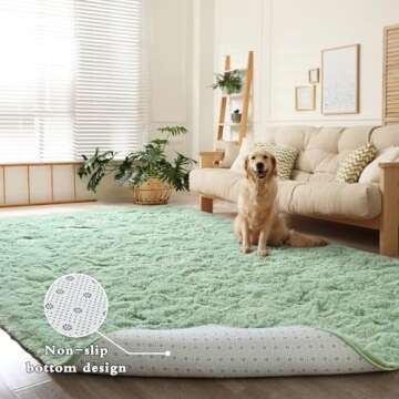 DweIke Sage Green Large Rug for Living Room, 5x8 Large Fluffy Area Rugs for Bedroom, Thick Plush Car...