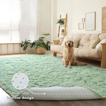 DweIke Sage Green Large Rug for Living Room, 5x8 Large Fluffy Area Rugs for Bedroom, Thick Plush Car...